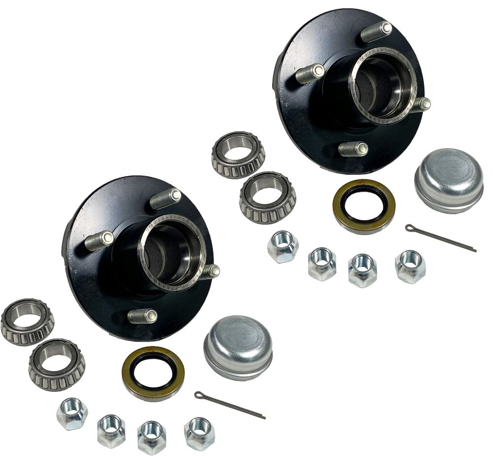 Trailer Hub Kit (BT-100-PR) 4 Bolt on 4 Inch Circle with 1 inch I.D. Bearings - One Pair
